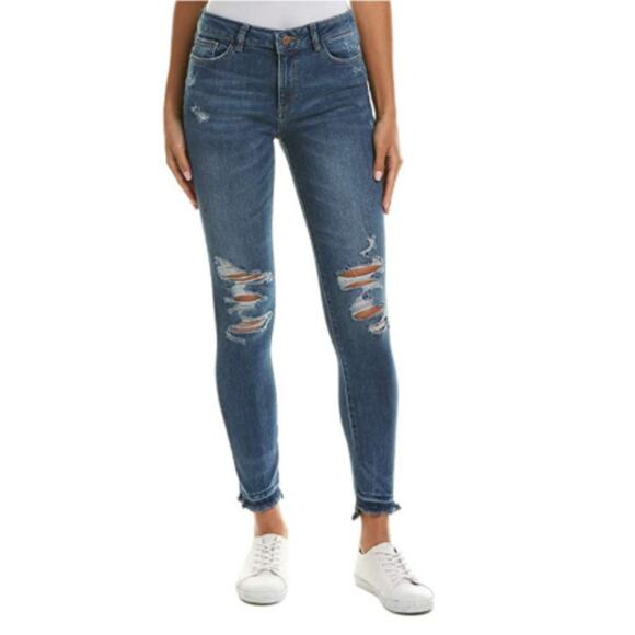 DL1961 Farrow Instasculpt High Rise Distressed Skinny Jeans in Kellwood Wash - Picture 1 of 8